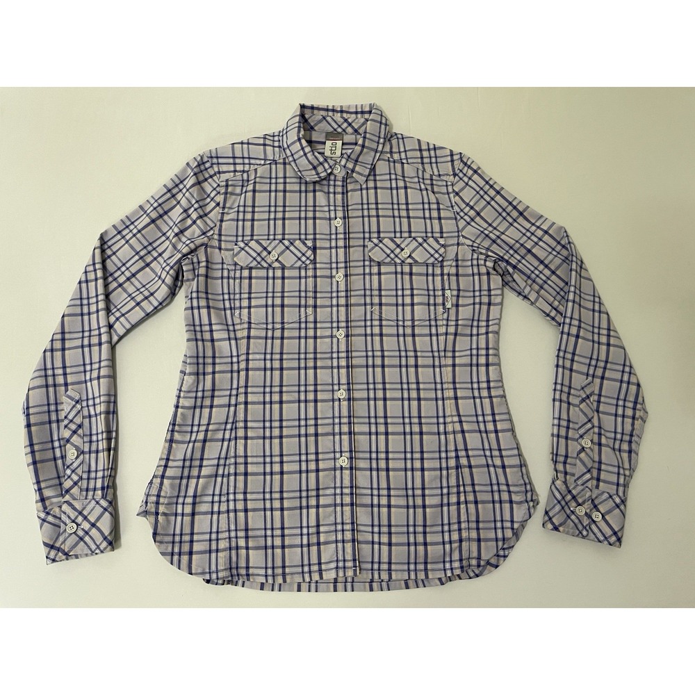 Stio Women's Lone Tree Button Up Shirt Blue Plaid S